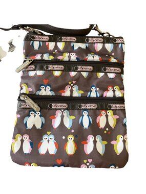LeSportsac Crossbody Adjustable 3 Zipper Kasey Penguin Purse 9x7” Crossbody NEW